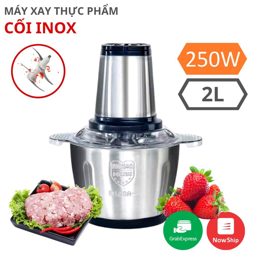 Máy Xay Thịt Công Suất 250W Cối Inox Dung Tích 2L, Máy Xay Thực Phẩm,Tỏi Ớt