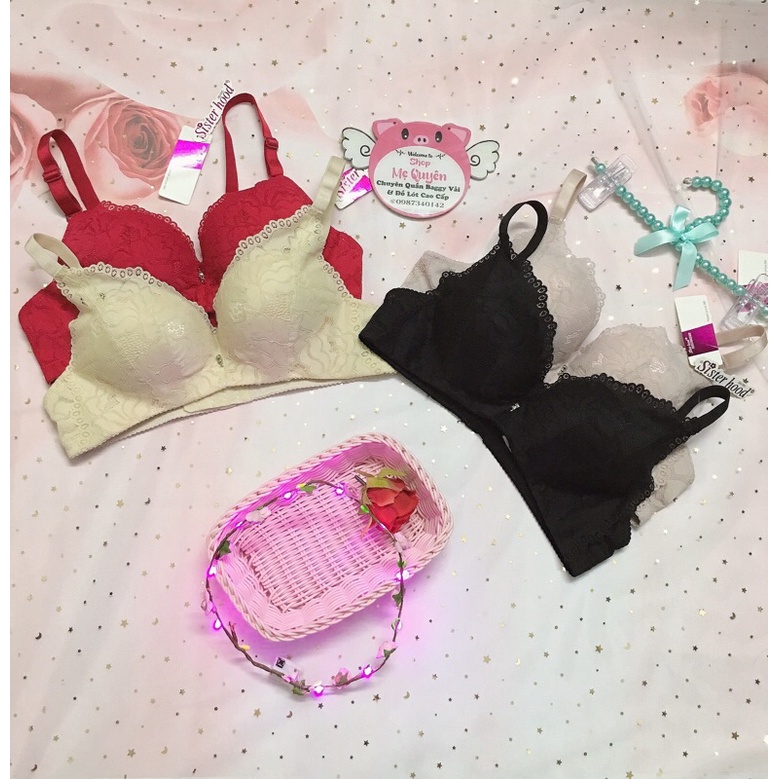 Áo lót ren không mút không gọng- thiết kế kiểu bra gom ngực