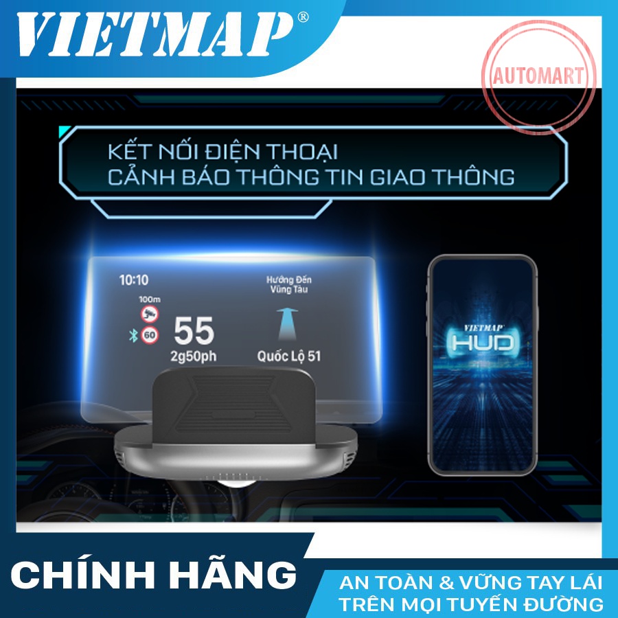 Màn hình hiển thị thông minh HUD H1N, cảnh báo giao thông, dẫn đường.