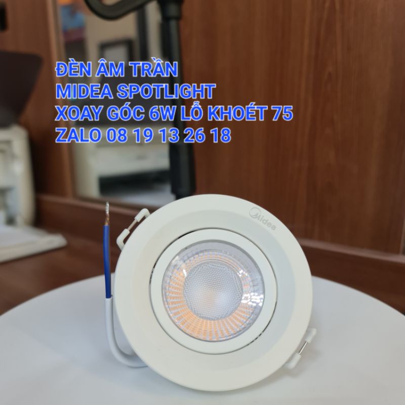 Đèn âm trần Xoay Góc MIDEA 3W, 6W, 9W, lỗ khoét 50 - 95mm, Chip COB chỉnh góc chiếu điểm, bảo hành 2 năm