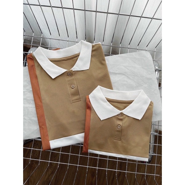 ÁO POLO PHỐI MÀU NÂU CHO BỐ VÀ CON