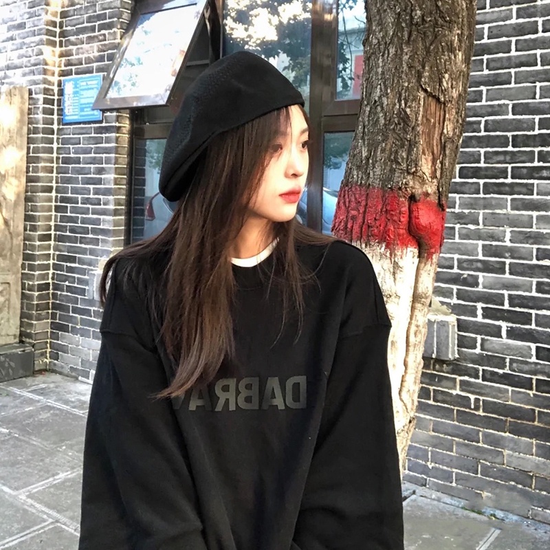 【ZHELIHANGFEI】Áo Thun Tay Dài Form Rộng Họa Tiết In Dễ Phối Đồ