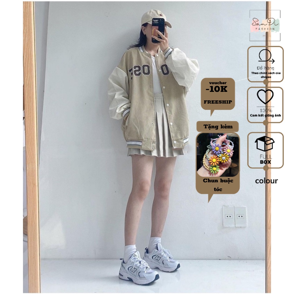 Áo khoác Bomber Nam Nữ - Áo Khoác Nhung Tăm thêu chữ CHOOSE 2 lớp SanDi