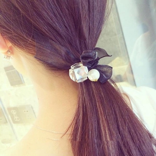 CH081 Cột tóc handmade 4 mẫu pha lê phối vải ren