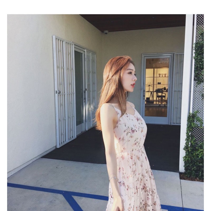 Váy hai dây hoa nhí khoá sườn