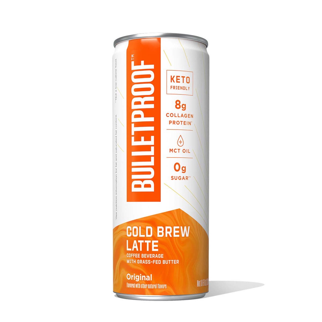 CAFE COLD BREW LATTE - VỊ ORIGINAL Bulletproof Plus Collagen Protein - MCT Oil - Keto - KHÔNG ĐƯỜNG, 237ml