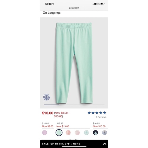 Set 4c Quần Legging G.A.P Cho bé gái 1-5T