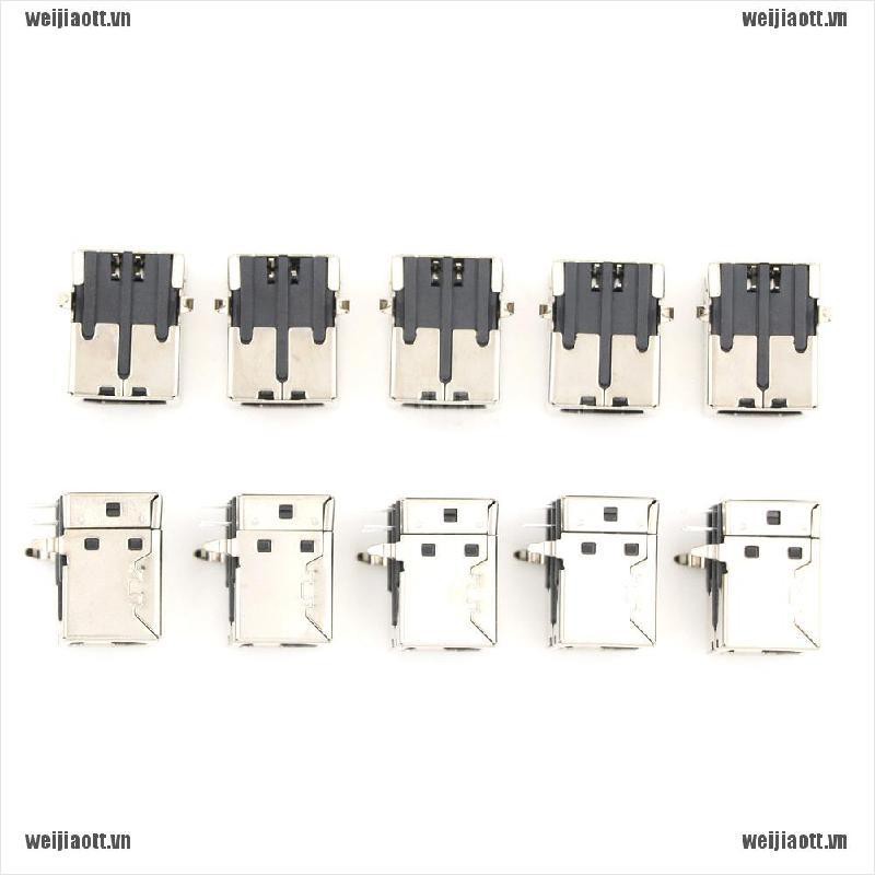 WJIAO 10 Pcs USB Female Type-B Port 4-Pin Right Angle PCB DIP Jack Socket AD VN