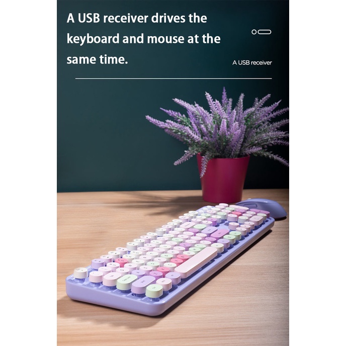 Bộ Bàn Phím Và Chuột Không Dây jomaa Mofi Thai 2.4G Màu Sắc Ngọt Ngào