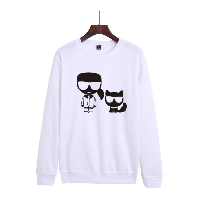 Áo sweater Chui Đầu Cỡ Lớn In Hoạt Hình Karl Lagerfeld Thời Trang Cho Nam Và Nữ