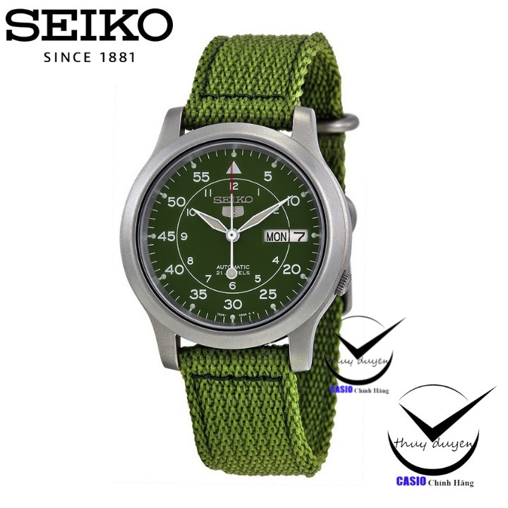 Đồng Hồ Nam Seiko 5 quân đội SNK805K2S - Máy cơ - Dây Nato Xanh lá - Mặt Xanh , chống nước , bảo hành chính hãng