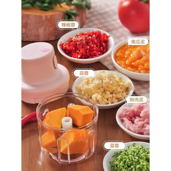 Máy xay mini điện màu hồng