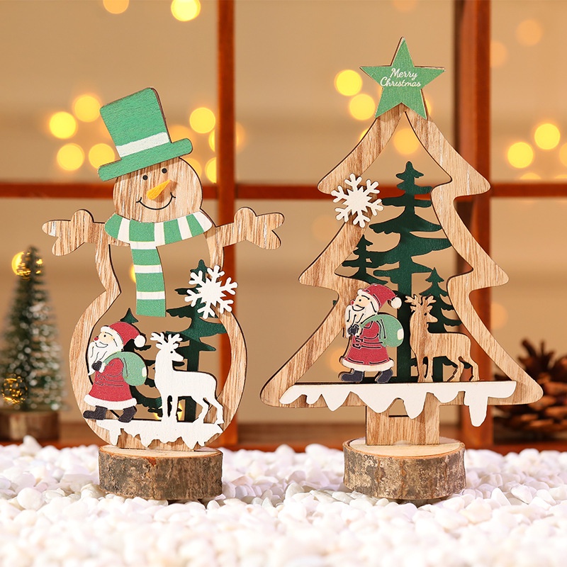 Cây thông noel mini bằng gỗ để bàn trang trí nhà cửa