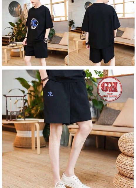 FREESHIP 50K - Đồ Bộ Đùi Nam, Nữ Form Rộng Unisex In Chữ Nho