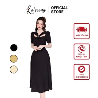 Váy Chéo Cổ Đính Đá LECOONG V179 Đầm Dáng Dài Sang Trọng