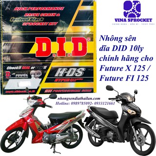 Nhông sên dĩa Future X - Future FI125 Hiệu DID Sên HDS 10 ly có mã code chống hàng giả. Hãng DID phân phối