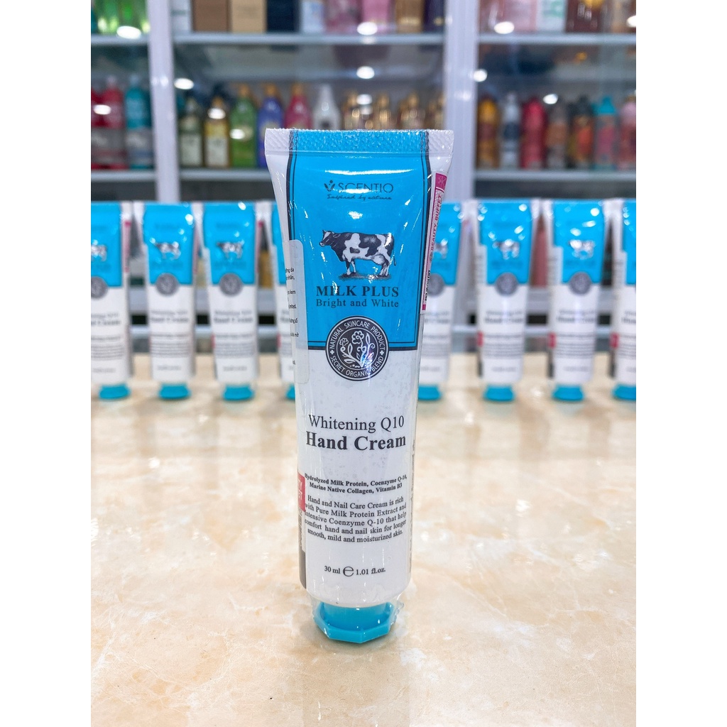 Dưỡng Da Tay Sữa Bò Scentio Milk Plus Whitening Q10 Hand Cream Thái Lan 30ml