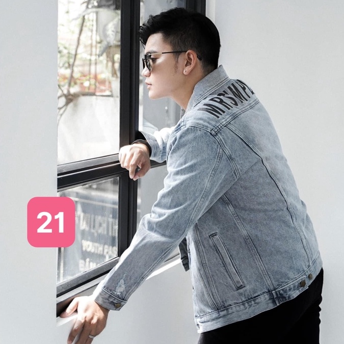 Áo khoác jean nam màu xanh nhạt rách chất jeans bò cao cấp co dãn nhẹ AD016 Nhiêu Mẫu Mới