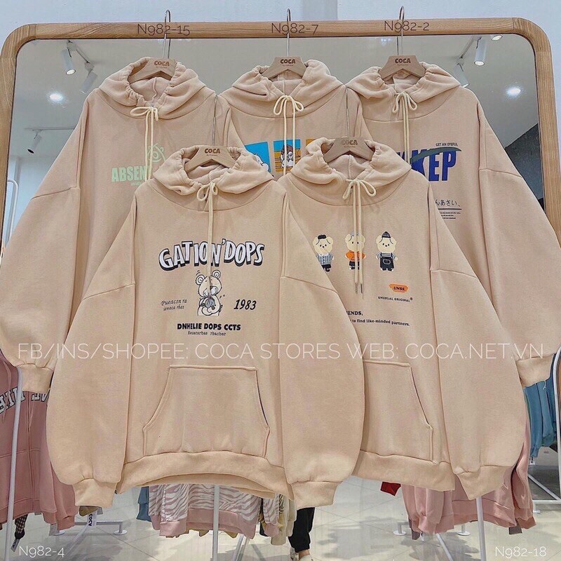 Áo Hoodie Gấu 1938 Dáng Basic 🦋 Áo Nỉ Dáng Rộng Khóa Kéo Kèm Mũ 🦋( Có Ảnh Thật)