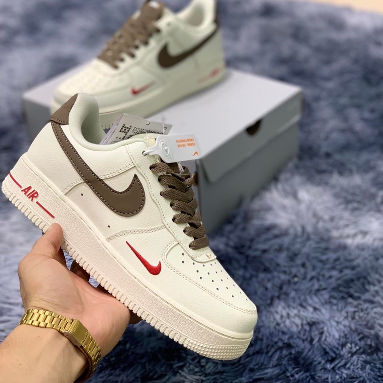 Giày Sneaker AF1 Vệt Nâu, Giày Air Force 1 Nam Nữ Bản Đẹp, Da Xịn Đế Air