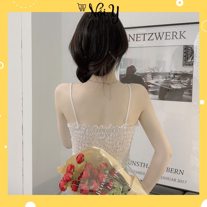 Áo Bra Nữ Ren Hoa Hồng 2 Dây Dáng Croptop Cao Cấp Kèm Mút Nâng Ngực MS20223