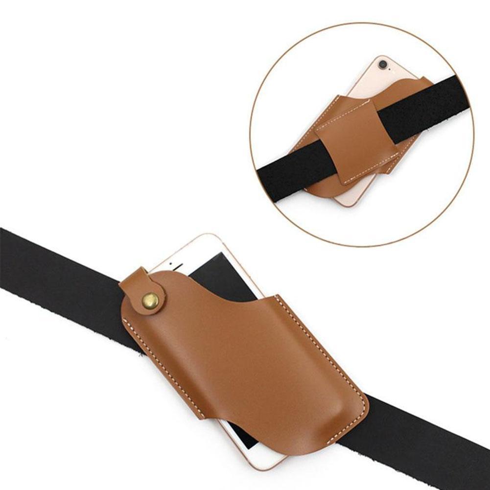 Men's Pu Mobile Phone Waist Bag Mobile Phone Pouch Tool Edc Bag Storage T3I1