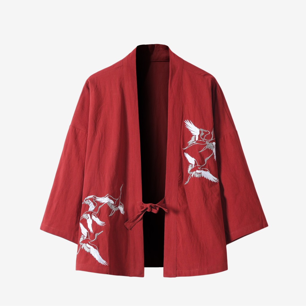 Áo Khoác Kimono Dệt Kim Tay Dài Phong Cách Nhật Bản