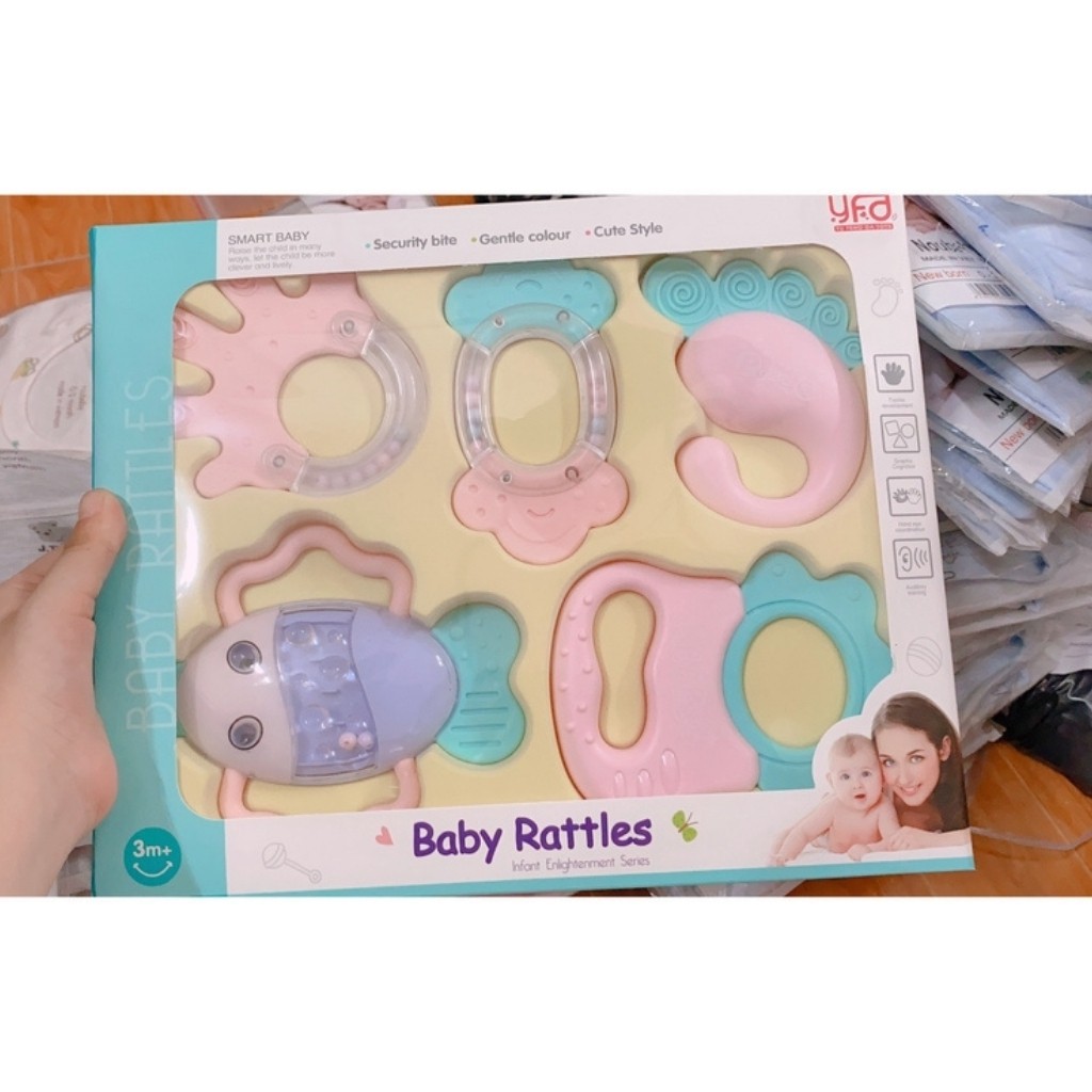 Bộ Đồ Chơi Gặm Nướu Baby Rattles 5 Món Cho Bé Trai Bé Gái