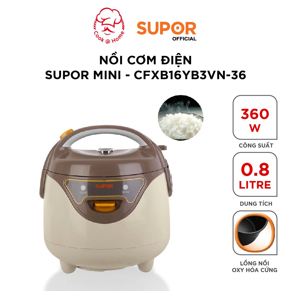 Nồi cơm điện Mini Supor CFXB-16YB3VN-36 0.8l (Trắng nâu)