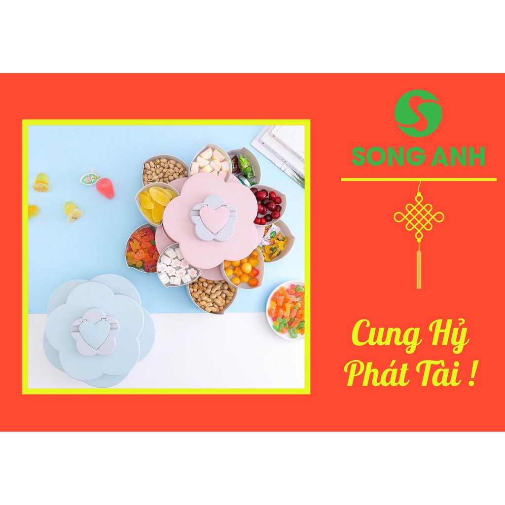 Khay Đựng Bánh Kẹo 2 Tầng, Hộp Đựng Mứt Tết 2021 - SONG ANH