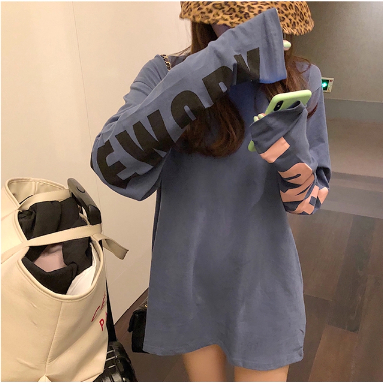 Áo thun nữ SUXI tay dài dáng rộng phong cách Hàn Quốc