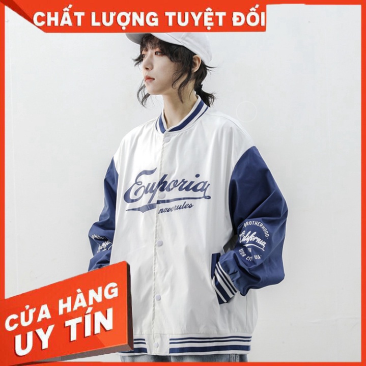 Áo bomber Bóng Chày Euporia - Chất Liệu Kaki 2 Lớp Đẹp - Cúc Bấm- Nam Nữ Unisex Đều Mặc Được - HÀNG MỚI VỀ