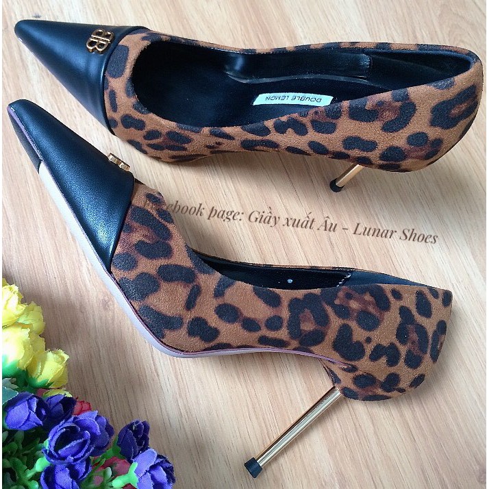SALE G14 Giầy cao gót họa tiết da báo/ da beo