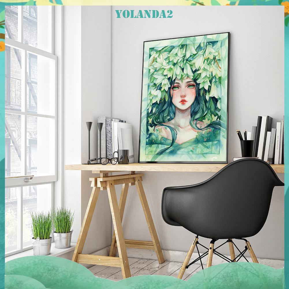 Bộ tranh thêu chữ thập 11ct hình cô gái và hoa làm thủ công