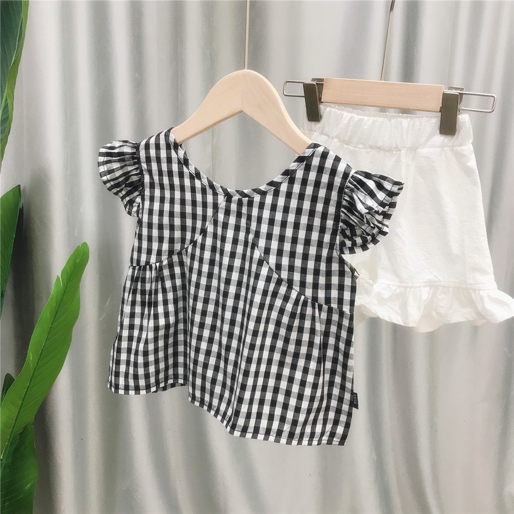 [Mã FASHIONT4FA2 giảm 10K đơn 50K] SET ÁO KẺ ĐEN CÁNH TIÊN QUẦN TRẮNG CHO BG