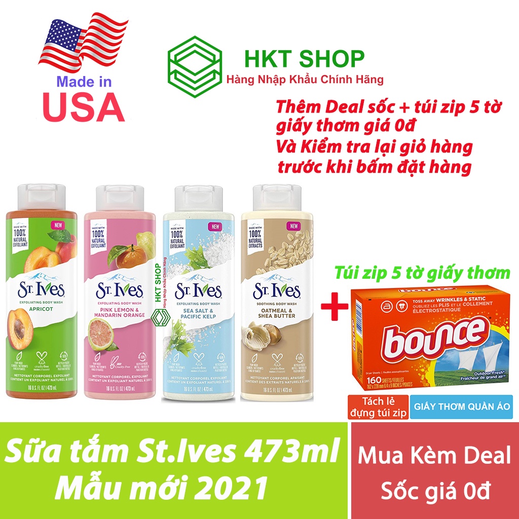 [USA] Sữa tắm tẩy tế bào chết St.Ives 473ml - HKT Shop