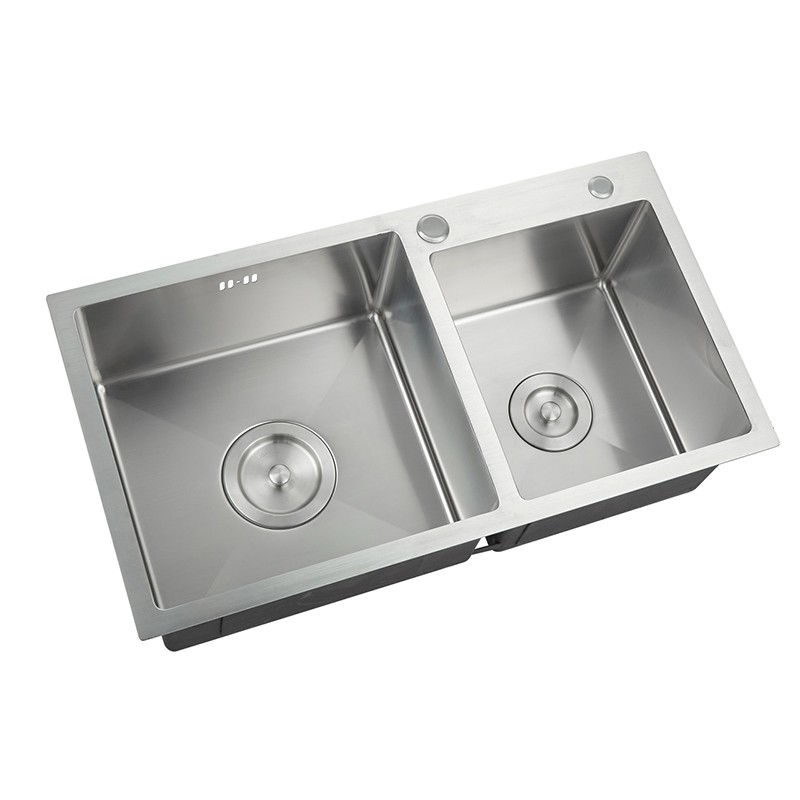 Chậu rửa bát hai hố liền khối inox 304 tặng kèm bộ xả chống hôi - Bồn rửa chén đúc inox 304