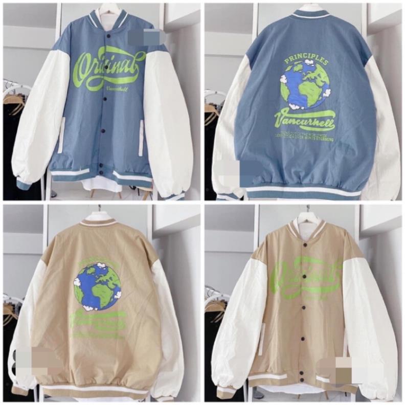 Áo Khoác Bomber Nỉ Dày Dặn Hình Quả Cầu Unisex Hot Hit(Hàng Có Sẵn, Ảnh Thật)
