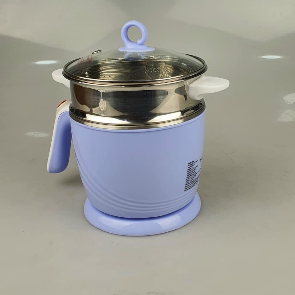 Ca nấu lẩu, nấu mì đa năng mini có tầng hấp ( giao màu ngẫu nhiên) Greencook GCEK-12D01, 600W, dung tích 1.2L