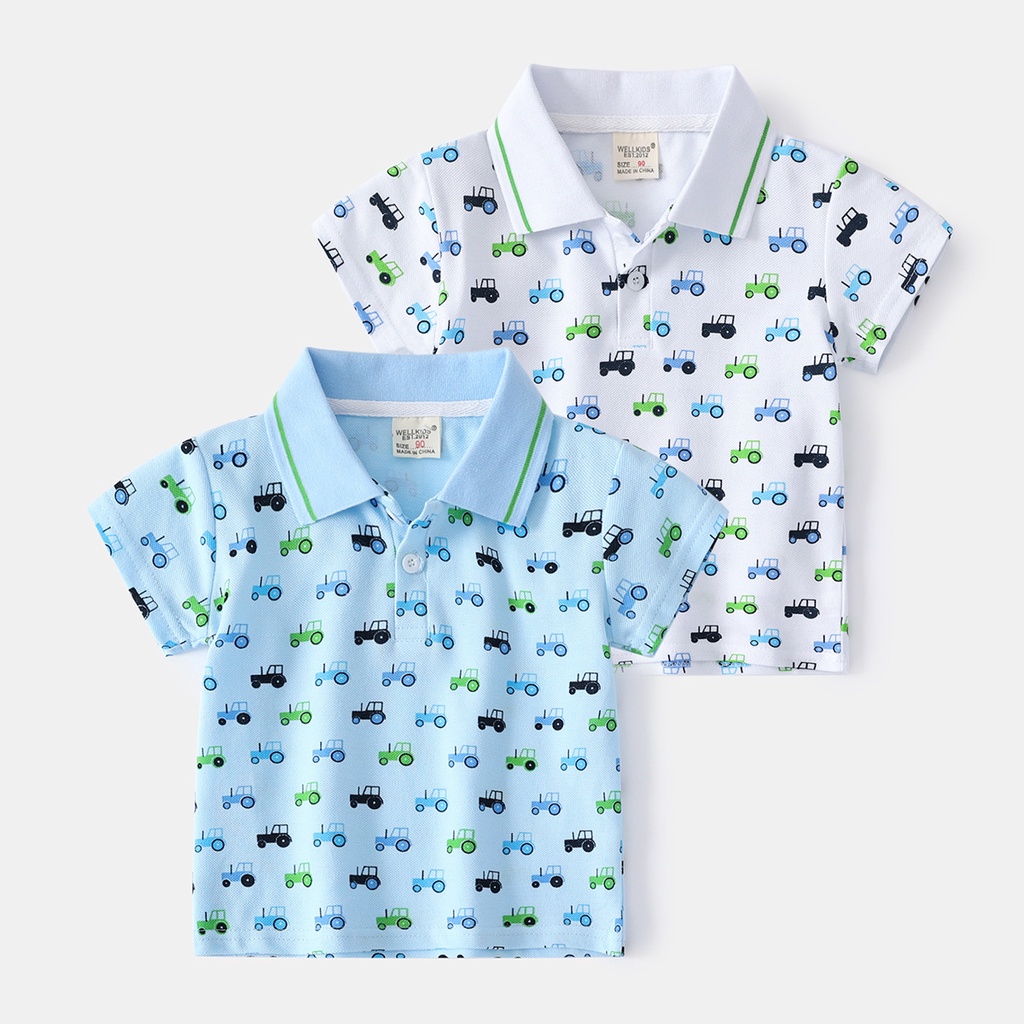 Áo Polo kẻ cộc tay bé trai hàng Quảng Châu Áo trẻ em Kunkids