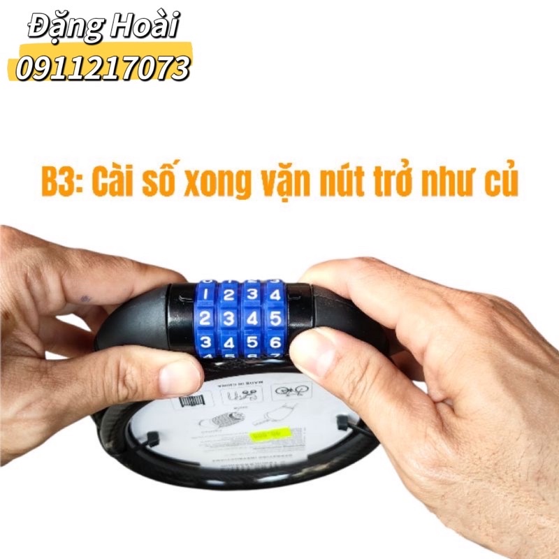 Dây Cáp Khóa 4 số không chìa khoá Xe Đạp Xe Máy Bọc Nhựa Dẻo hiệu Tonyon 12mm dài 800mm