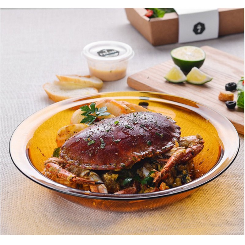 Dĩa thủy tinh D3018D Duralex - Lys vàng Amber -  28cm Thủy tinh cường lực cao cấp Pháp