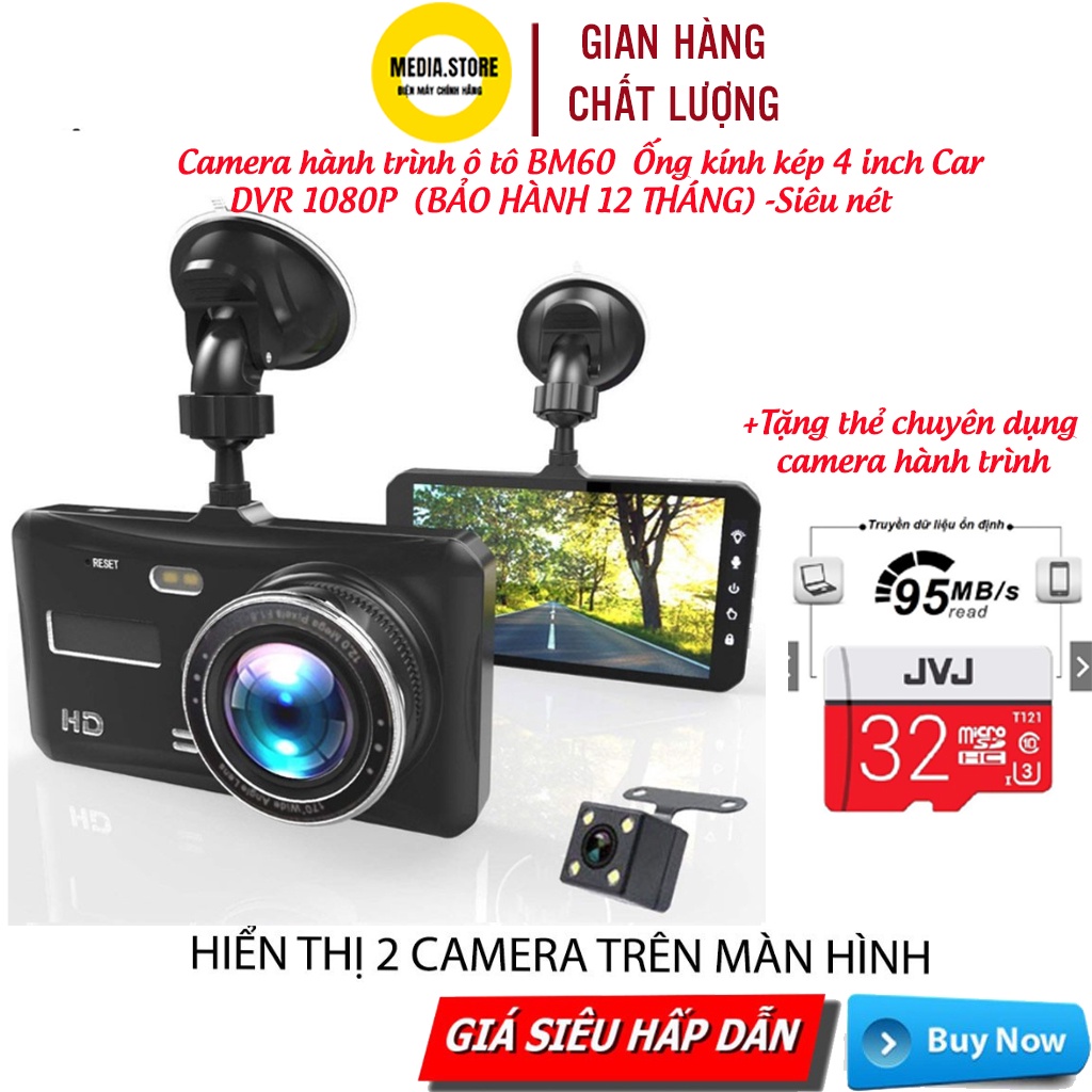 Camera hành trình xe ô tô Ống kính kép💥chất lượng💥 4 inch Car DVR 1080P (BẢO HÀNH 6 THÁNG) – BMCar – BM60 | BigBuy360 - bigbuy360.vn