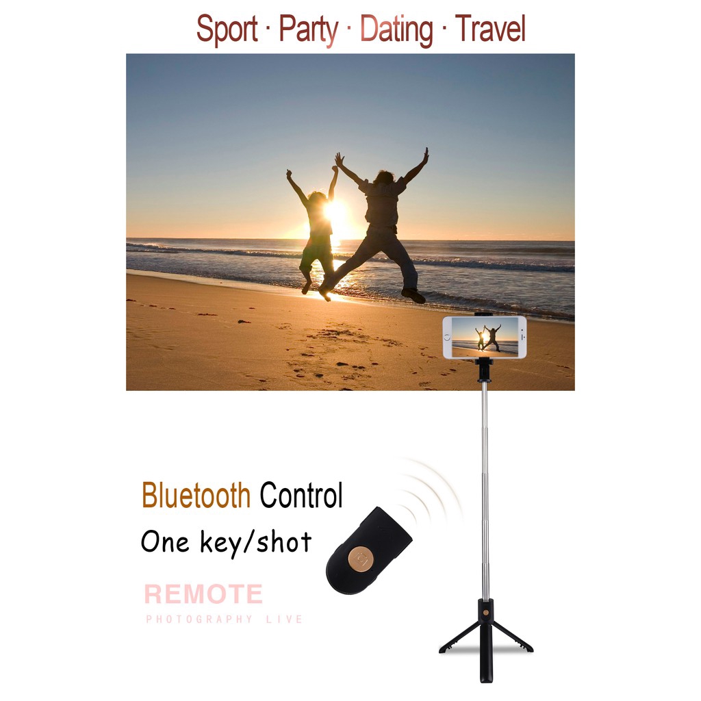 Mini Selfie stick Chân máy Monepad 270 ° không dây Bluetooth với điều khiển từ xa | BigBuy360 - bigbuy360.vn