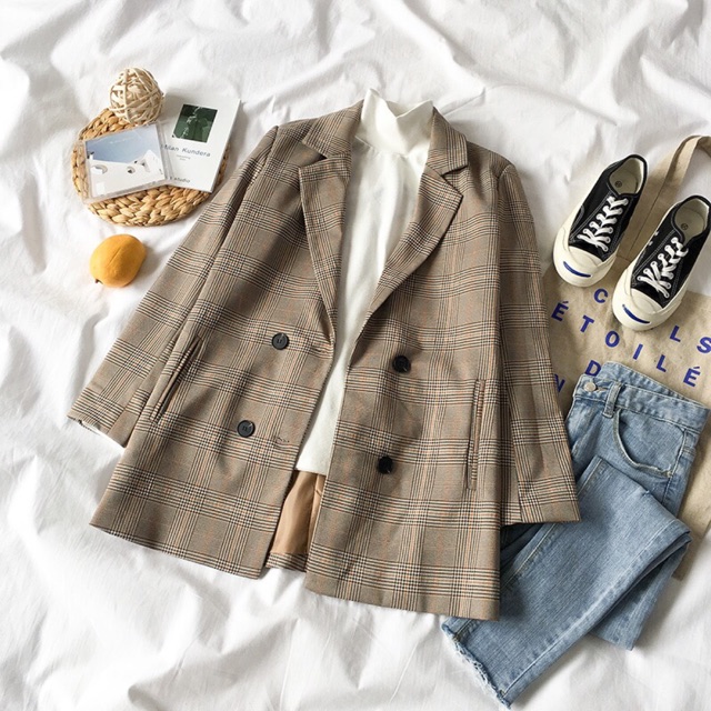 (ÁO FORM RỘNG) Áo blazer kẻ - ORDER