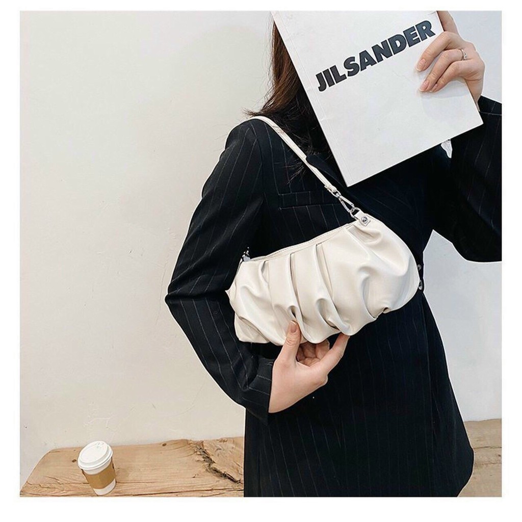 Túi xách nữ đeo chéo, túi đeo vai da xếp ly thời trang