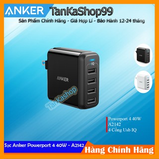 Củ sạc anker powerport 4 cổng usb, 40w - a2142 hàng chính hãng