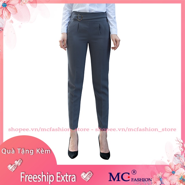 Quần Tây Nữ Lưng Cao Mc Fashion, Kiểu Dáng Công Sở, Ống Baggy, Màu Ghi Xám, Đen Q0388, Xanh Tím Than
