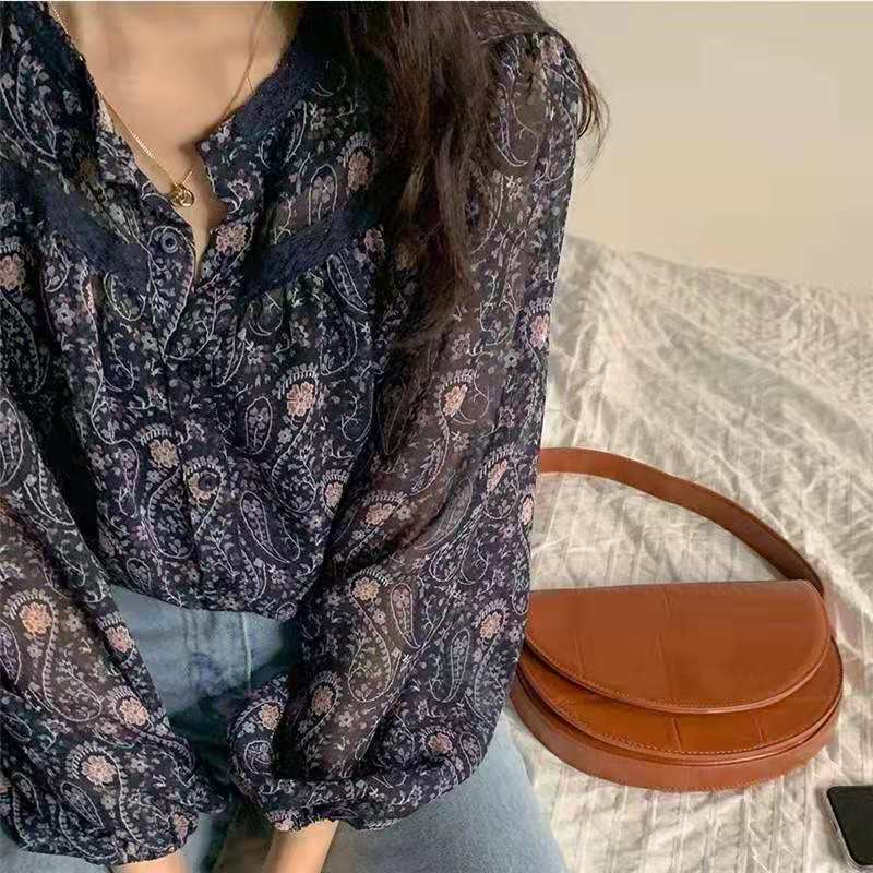 Áo Sơ Mi Nữ Tay Dài Họa Tiết Hoa Thời Trang Phong Cách retro