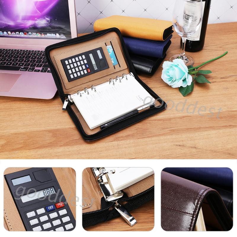Sổ tay bìa da PU có khóa kéo khổ A6 chất lượng